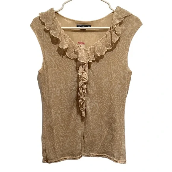 Covington Mesh Ruffle Tank Top SP - Picture 1 of 4